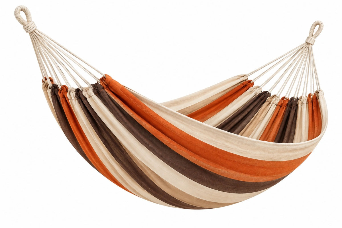 Amaca 300 cm x 150 cm in tessuto beige arancione marrone - sospesa da giardino