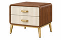 Comodino 60 x 40 x 60 cm in pannelli effetto legno marrone e avorio con 2 cassetti stile moderno
