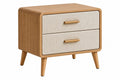 Comodino 60 x 45 x 60 cm in legno marrone con cassetti in tessuto beige - stile moderno