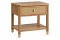 Comodino 50 x 40 x 60 cm in legno marrone con cassetto in rattan stile naturale