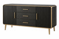 Credenza 160 x 45 x 85 cm in legno nero e metallo dorato - 3 cassetti e 2 ante stile moderno