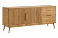 Credenza 160 x 40 x 80 cm in legno rovere naturale con ante scanalate e cassetti stile moderno