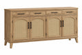 Credenza 180 x 45 x 90 cm in legno naturale e rattan - contenitore stile boho