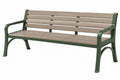 Panchina da giardino 150 cm in metallo e listelli effetto legno verde e marrone con braccioli