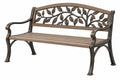 Panchina da giardino 120 x 60 x 90 cm in metallo bronzo con schienale a foglie stile classico