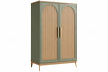 Armadio 100 x 50 x 180 cm in legno verde e naturale - due ante con pannelli scanalati