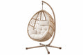 Poltrona sospesa 105 x 105 x 195 cm in fibra intrecciata beige con supporto in metallo stile boho