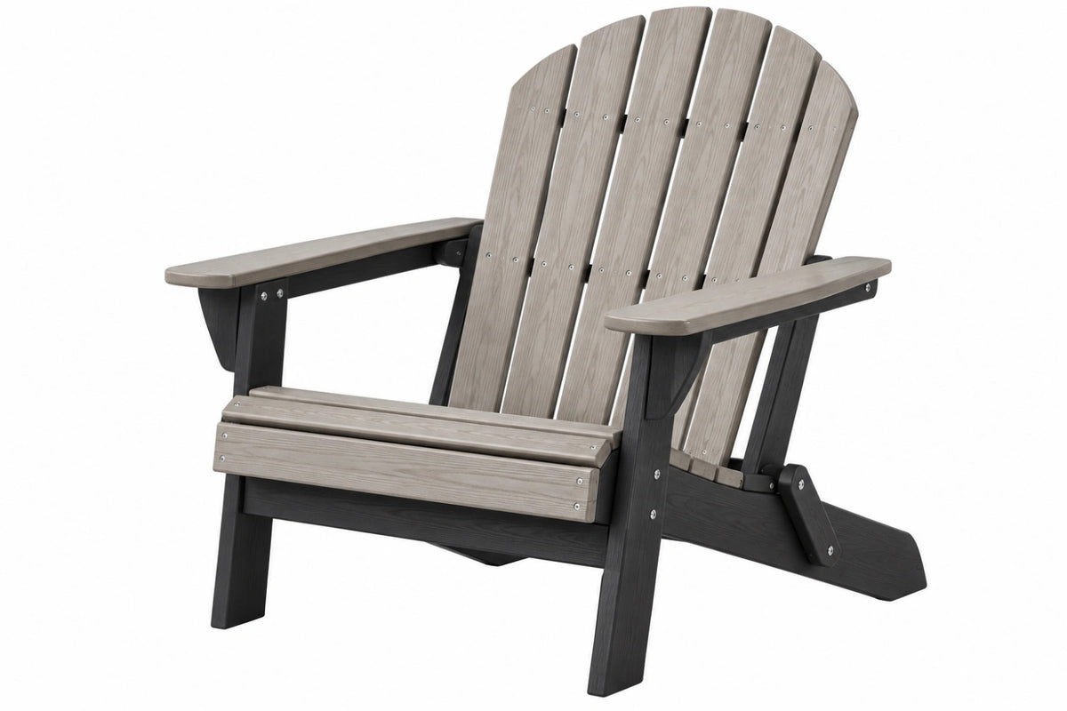Sedia da giardino Adirondack 83 x 76 x 98 cm in plastica effetto legno grigio/nero con braccioli