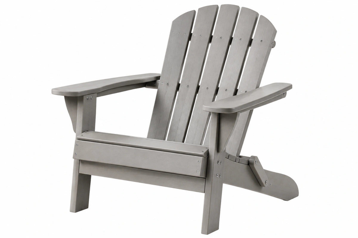 Sedia da giardino 80x90x98 cm in plastica grigia stile Adirondack con braccioli