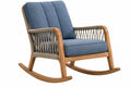 Sedia a dondolo 78 x 100 x 95 cm in legno con corda e tessuto blu per esterno