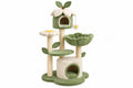 Albero tiragraffi per gatti 60 x 50 x 135 cm in peluche verde e beige con sisal - rifugio e piattaforme floreali
