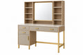 Toeletta con specchio 120 x 50 x 160 cm in legno beige e oro con cassetti e ripiani
