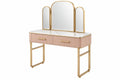 Toeletta con specchio 100 x 45 x 140 cm in metallo dorato e vetro rosa con cassetti stile moderno
