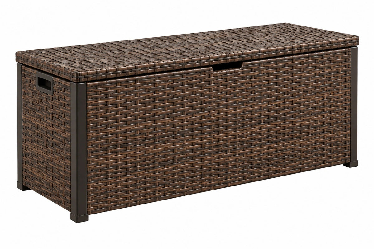 Cassapanca da esterno 120 x 60 x 60 cm in rattan sintetico marrone - contenitore con coperchio