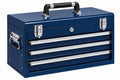 Cassetta portautensili 60 x 26 x 35 cm in acciaio blu con 3 cassetti e serratura
